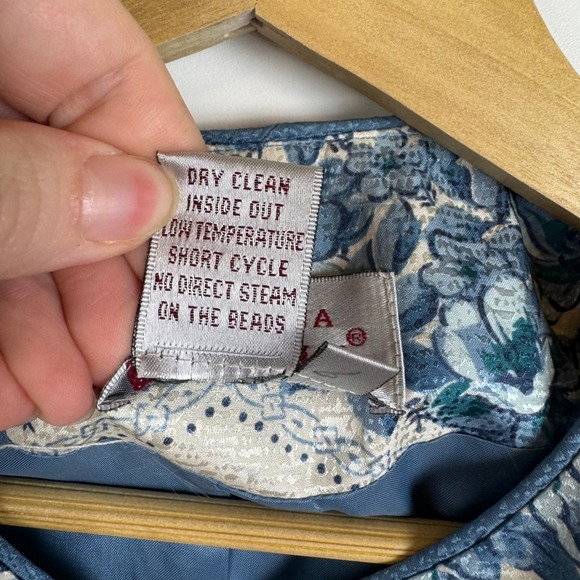 Adrianna Papell VTG 100% Silk Floral‎ Jacket Size 14 Button Front Elegant Formal - Picture 7 of 9